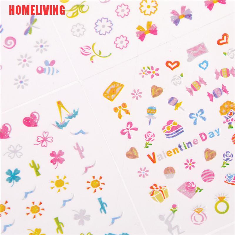 Set 5 Tấm Sticker Hoạt Hình Dán Trang Trí Móng Tay An Toàn Thời Trang Cho Bé DIY