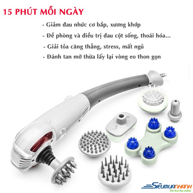 Máy massage cầm tay Squirrel V999 - 7 đầu mát-xa, công suất 30W, Hàn Quốc