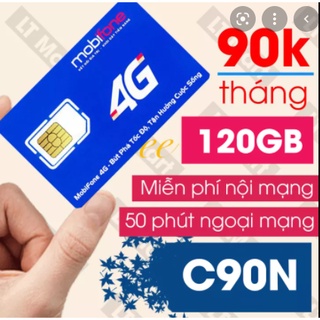 Sim mobifone c90n - 4g/ngày - 1000p gọi nội mạng - 50p gọi ngoại mạng - free tháng đầu