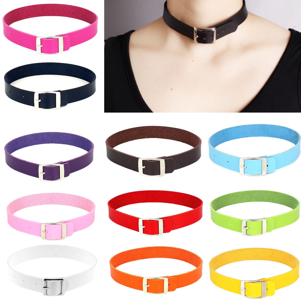 Vòng Cổ Choker Unisex Chất Liệu Da Pu Thời Trang