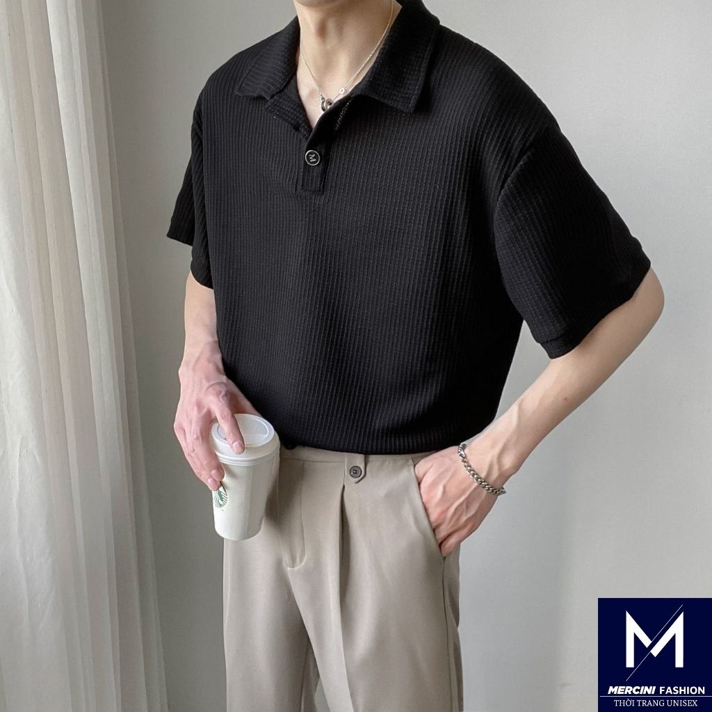 Polo Nam MERCINI áo thun nam bẻ cổ form rộng polo nam chống nhăn unisex cao cấp thời trang Hàn Quốc