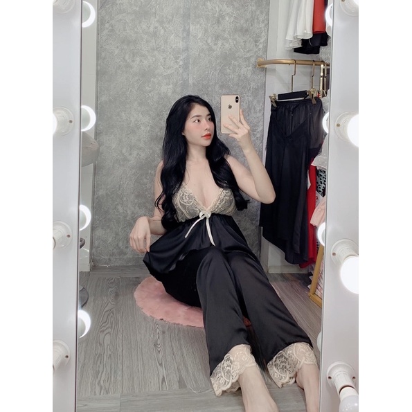 Bộ satin ren dài 🥰FREESHIP EXTRA😍