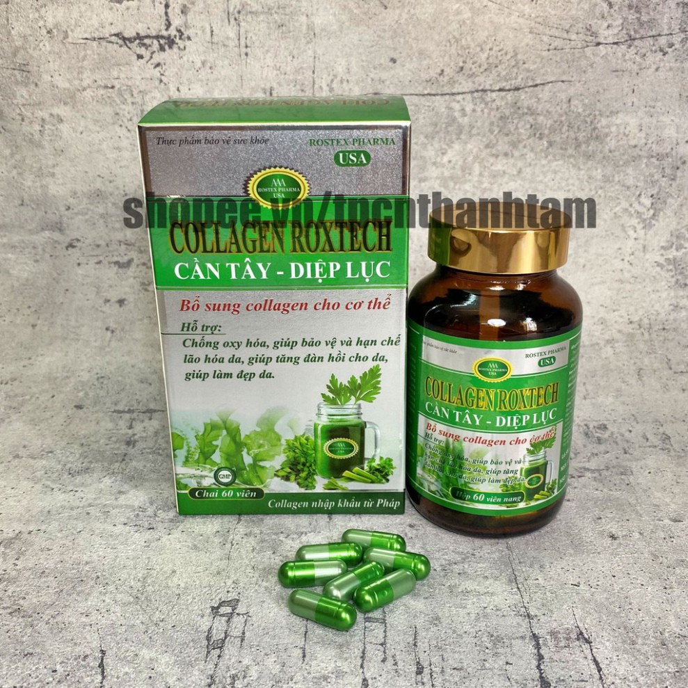 Viên uống COLLAGEN DIỆP LỤC CẦN TÂY hỗ trợ làm đẹp da, trắng sáng da, giảm cân – Hộp 60 viên | BigBuy360 - bigbuy360.vn