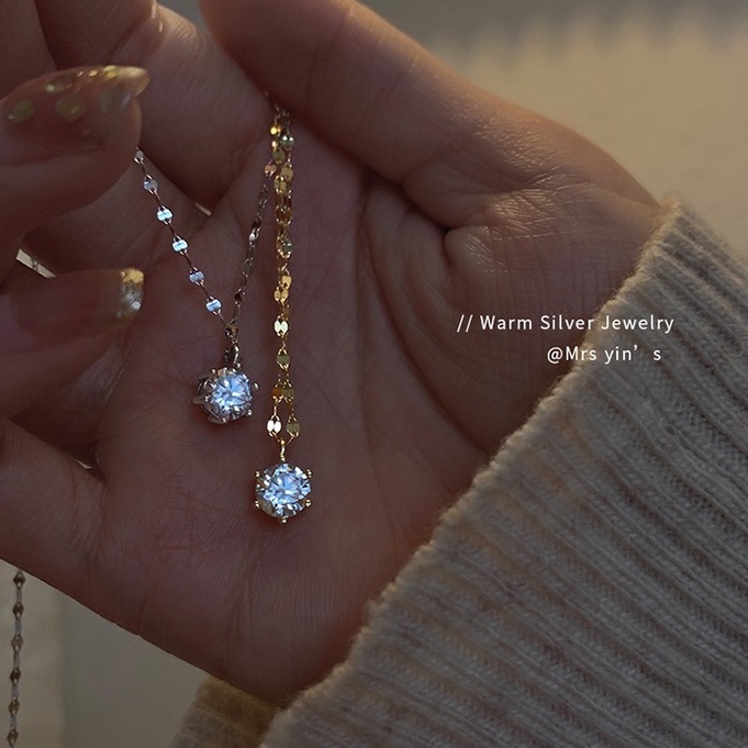 Vòng cổ mặt dây chuyền đính đa zircon lấp lánh chất lượng cao