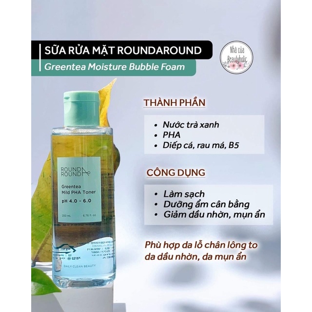 Toner trà xanh ROUNDAROUND GREEN TEA MILD PHA TONER