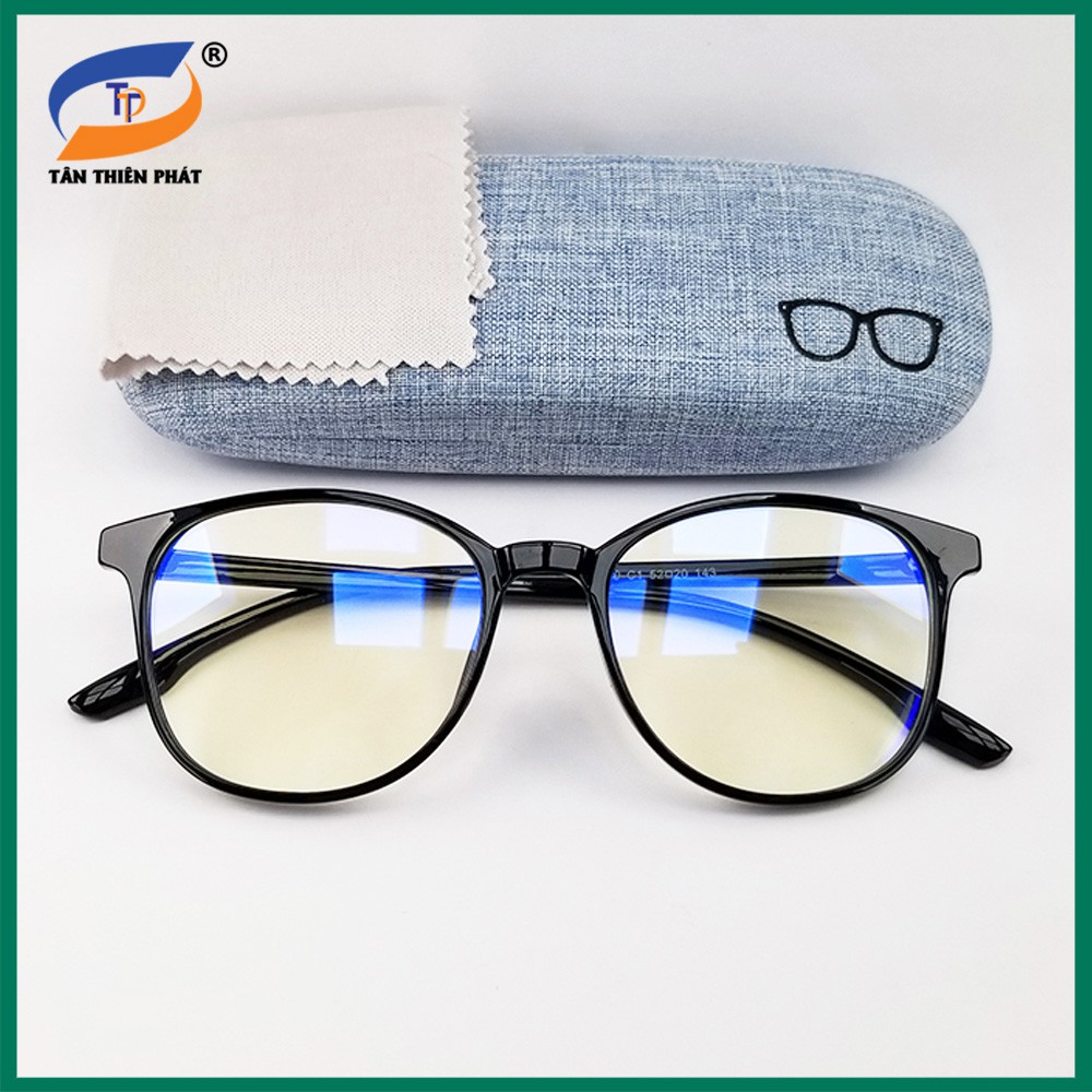 Gọng kính cận nam nữ dẻo tròn màu đen, ghi xám, nâu 3010. Tròng/Mắt kính giả cận 0 độ chống ánh sáng xanh, chống tia UV