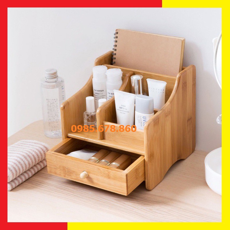 KỆ ĐỰNG MỸ PHẨM bằng gỗ TRE TỰ NHIÊN, chắc chắn, bền đẹp