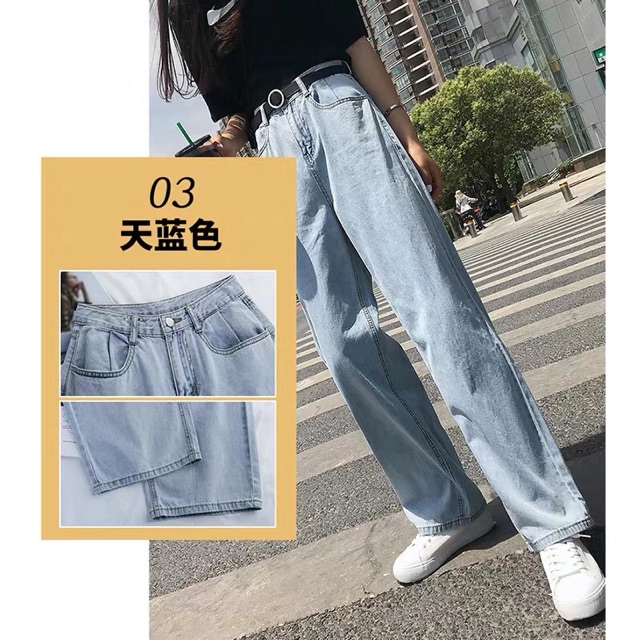 Quấn baggy jeans boyfriend cuốn lai ống loe nhẹ form rộng kèm ảnh thật Yes