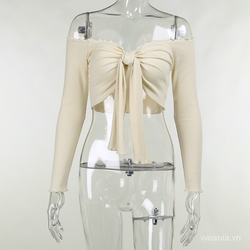 Áo Croptop Tay Dài Thiết Kế Trễ Vai Quyến Rũ Uaa2