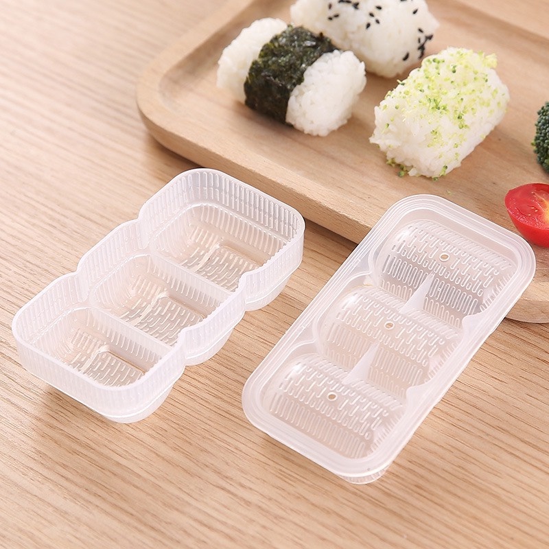 Khuôn Làm Sushi 3 Ngăn Tiện Lợi, Khuôn Làm Cơm Nắm, Kimbap