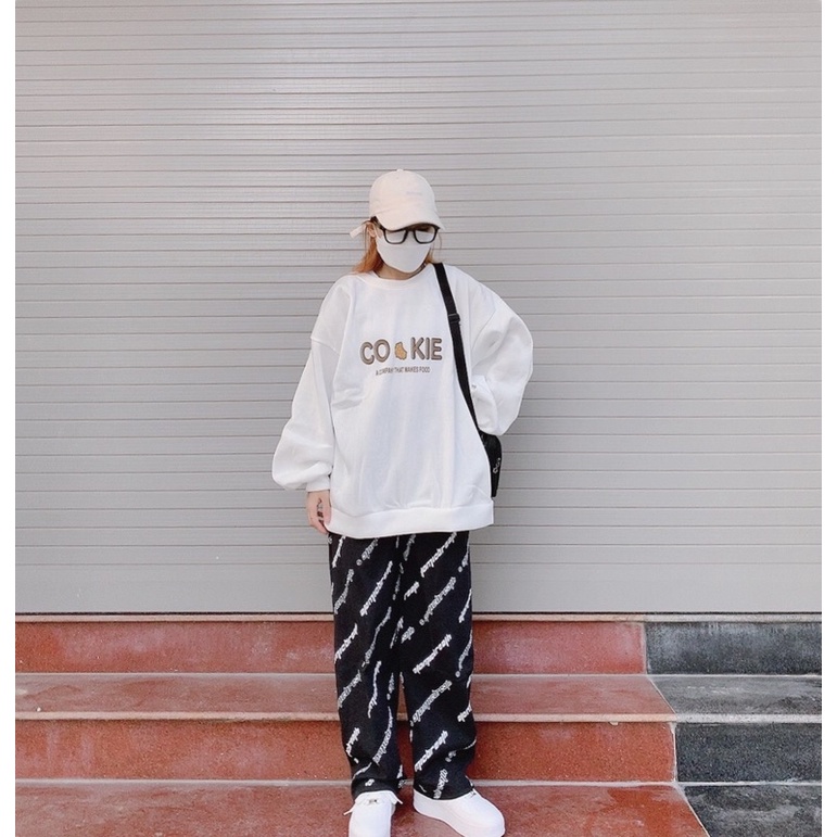 [ ẢNH THẬT ] ÁO SWEATER NỈ COOKIE TRẮNG UNISEX FORM RỘNG (ẢNH THẬT Ở CUỐI) | BigBuy360 - bigbuy360.vn