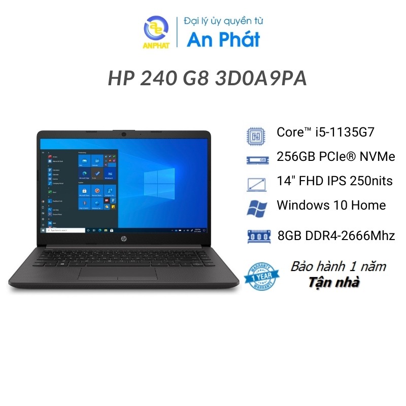 Laptop HP 240 G8 3D0A9PA/3D0B0PA (Core i5-1135G7 | 8GB | 256G - 512GB | Intel Iris Xe | 14.0 inch FHD | FreeDos | Bạc)