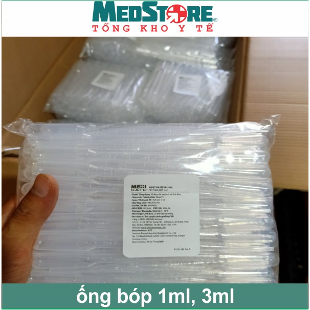 Túi 100 ống bóp nhỏ giọt, hút sữa, dụng cụ làm mỹ phẩm (pipet) 1ml - 3ml