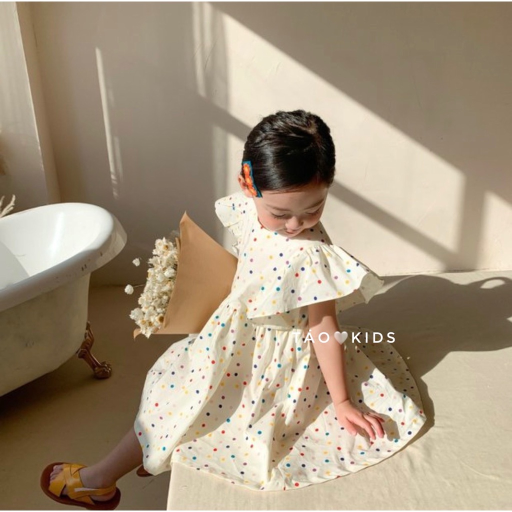 Váy, Đầm chấm bi bé gái thiết kế đơn giản sang chảnh