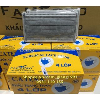 Bộ 12 Hộp khẩu trang y tế Than hoạt tính 4 lớp Catena