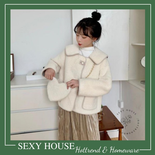 Áo lông cừu mùa đông tặng kèm túi đeo trái tim A03 SEXYHOUSE