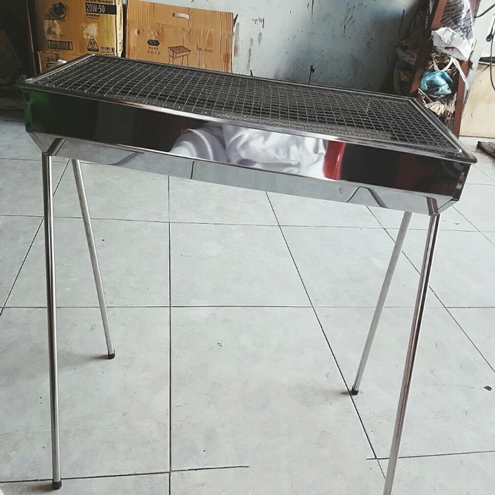 Bếp nướng than hoa BBQ ngoài trời Chất liệu inox chân cao gấp gọn