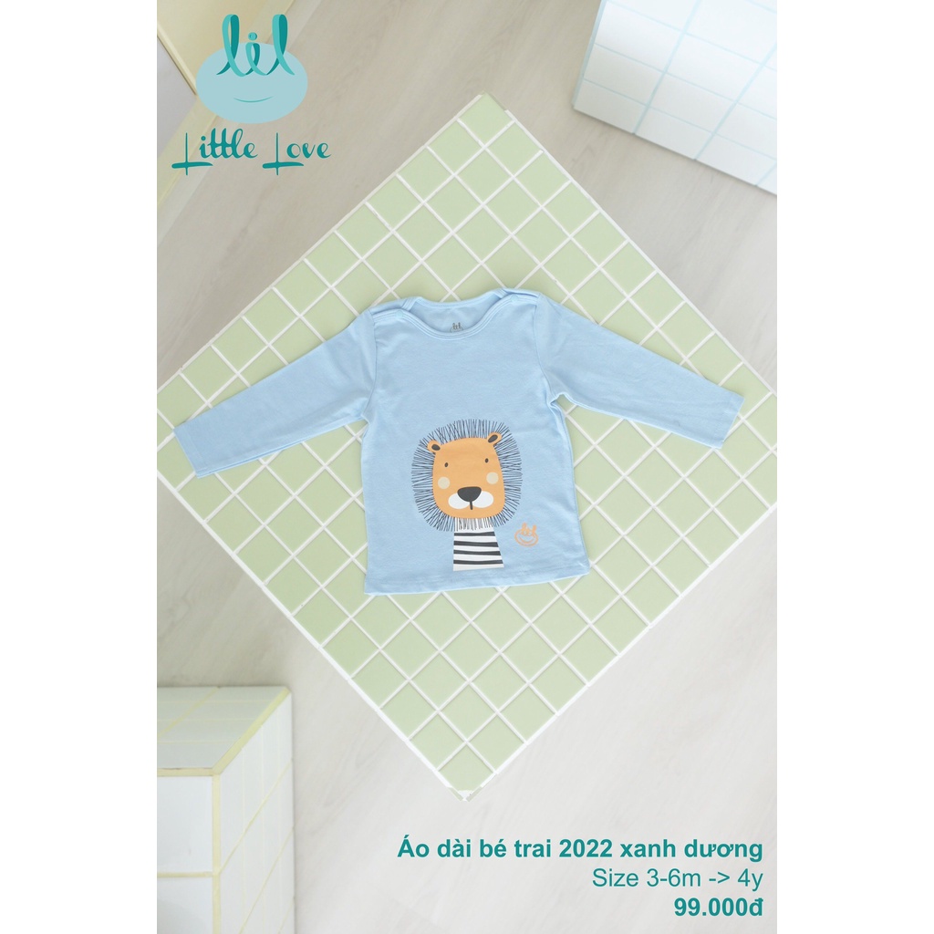 Áo dài tay in hình cho bé trai 2022 từ 3m đến 4y little love (LA09)