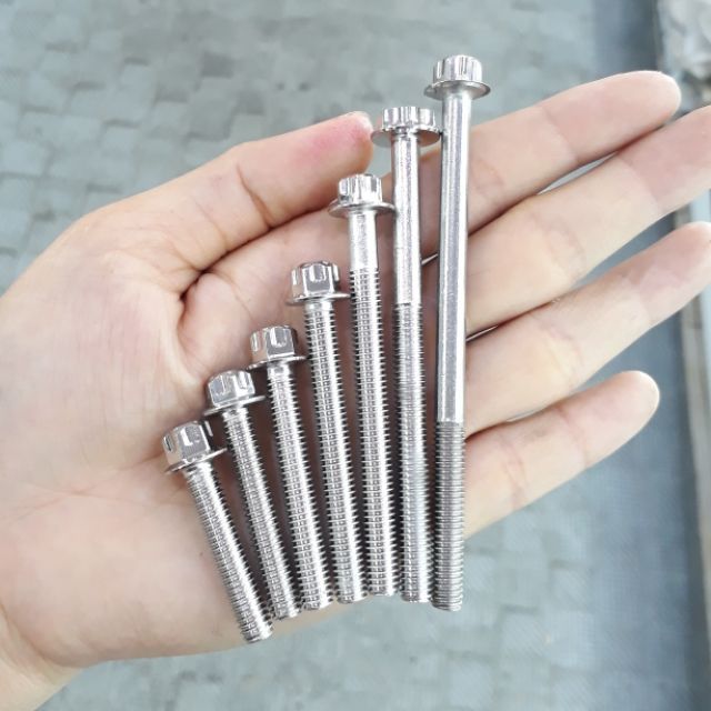 Ốc Inox mẫu Salaya 6 li 4 gắn lốc máy, gắn gù bao tay,......