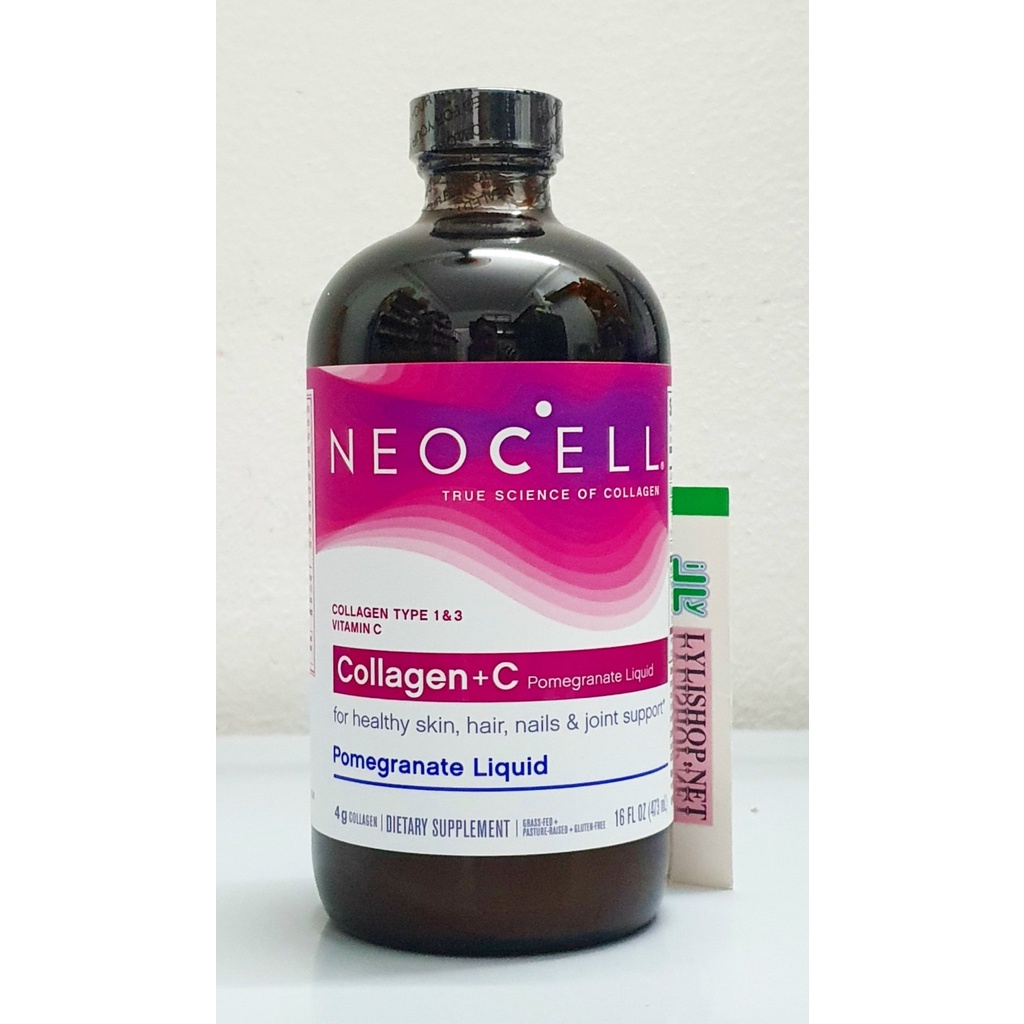 date  2/24 - Siro dạng uống nước lựu Collagen Pomegranate của Neocell chai 473ml từ mỹ Mẫu mới