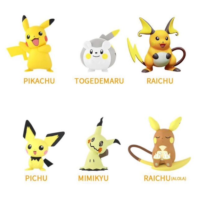 Mô hình nhân vật pikachu Mimikyu Alola Raichu Togedemaru Pichu - Pokemon