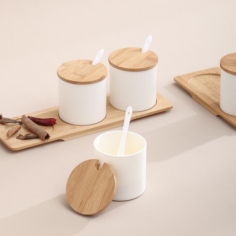 Set 3 hộp đựng gia vị nắp gỗ nhà bếp No 8856