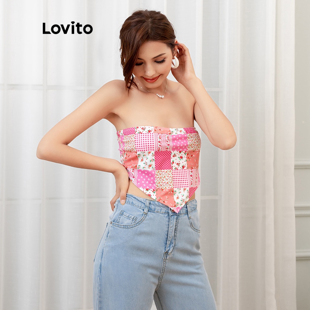 Lovito Áo Tank Top Không Dây In Họa Tiết Thời Trang L05246 | BigBuy360 - bigbuy360.vn