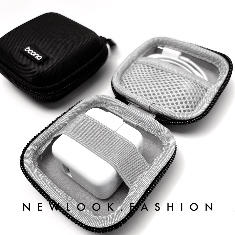 ★ HỘP ĐỰNG PHỤ KIỆN ĐIỆN TỬ TAI NGHE DÂY SẠC IPHONE USB AIRPOD CHẤT LIỆU POLYESTER CỨNG CÁP LÓT NHUNG HÌNH VUÔNG (8x8x4c