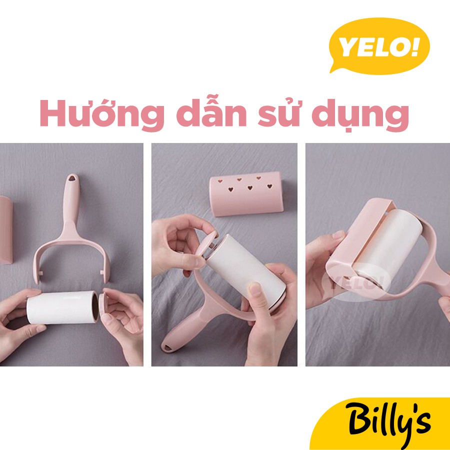 Billy's YELO! Cây lăn bụi quần áo, cây lăn lấy đi những vết lông, bụi nhỏ trên vải