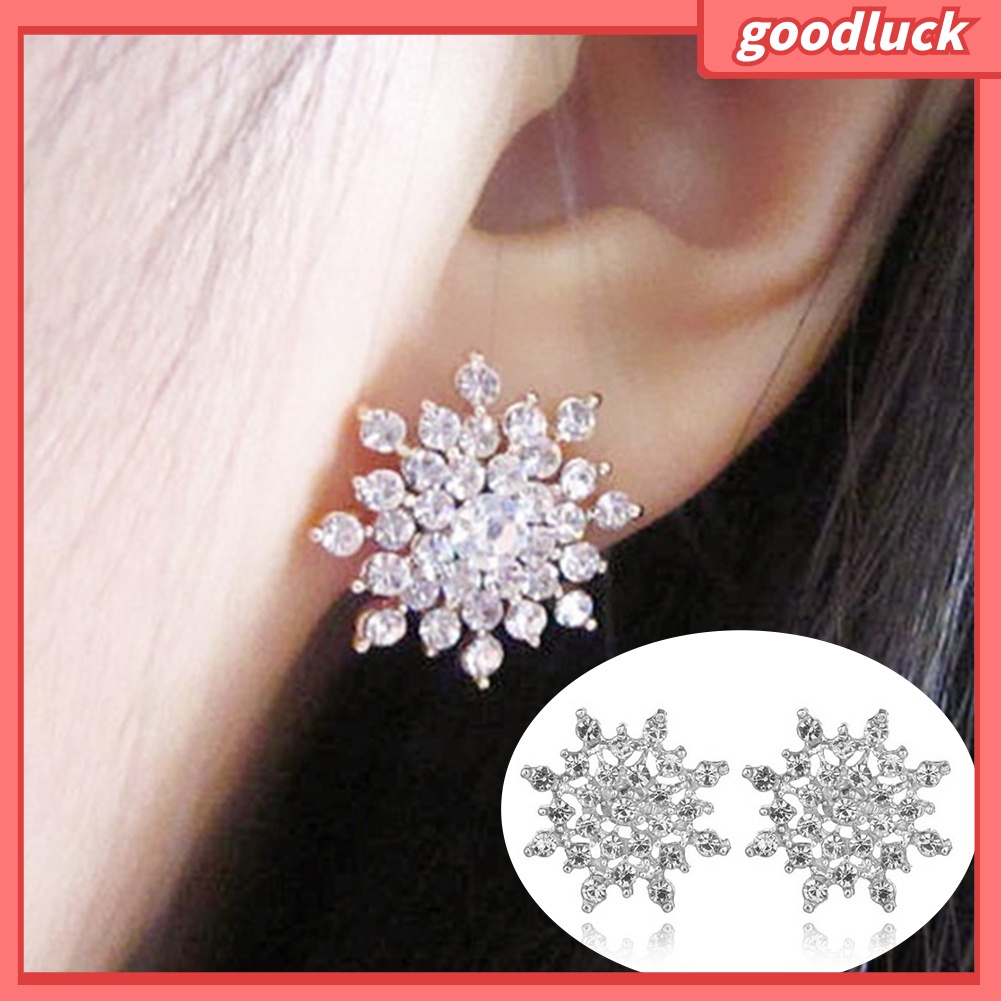 Đôi Khuyên Tai Hình Hoa Tuyết Đính Đá Thời Trang Cho Nữ