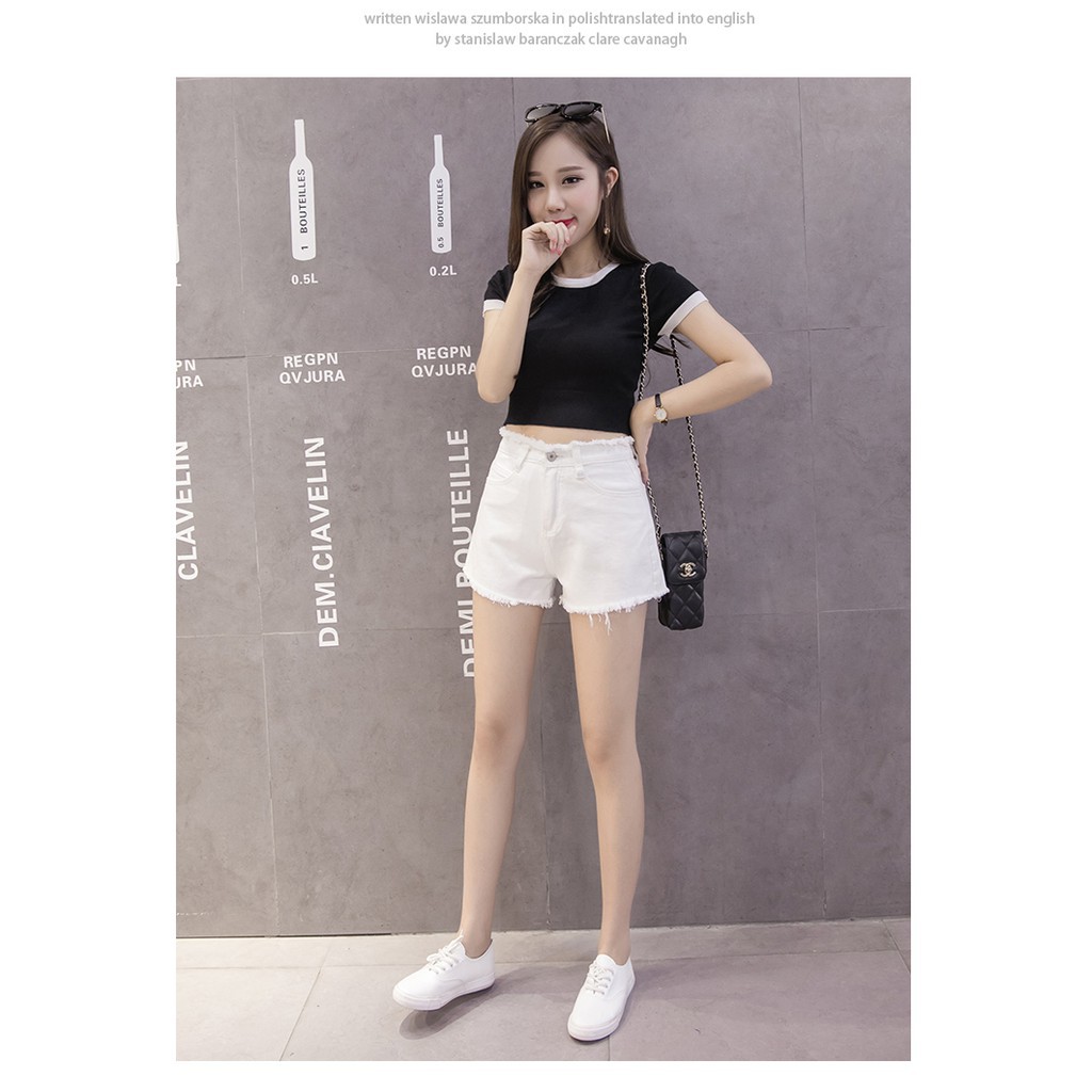 Quần Sọt Denim Lưng Cao Thiết Kế Dáng Rộng Có Size Lớn | BigBuy360 - bigbuy360.vn