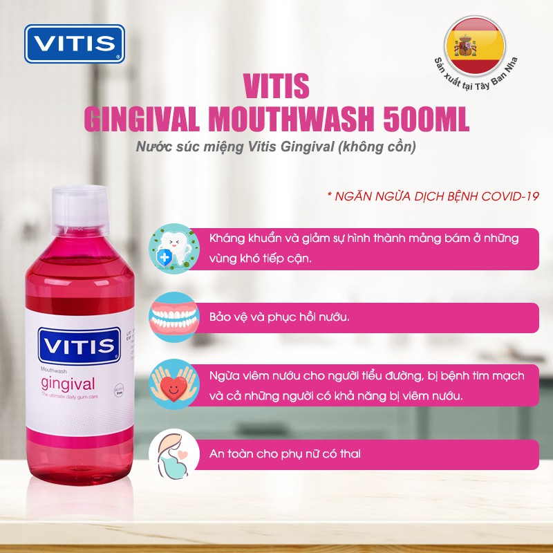 Nước súc miệng diệt khuẩn Vitis Gingival 500ml