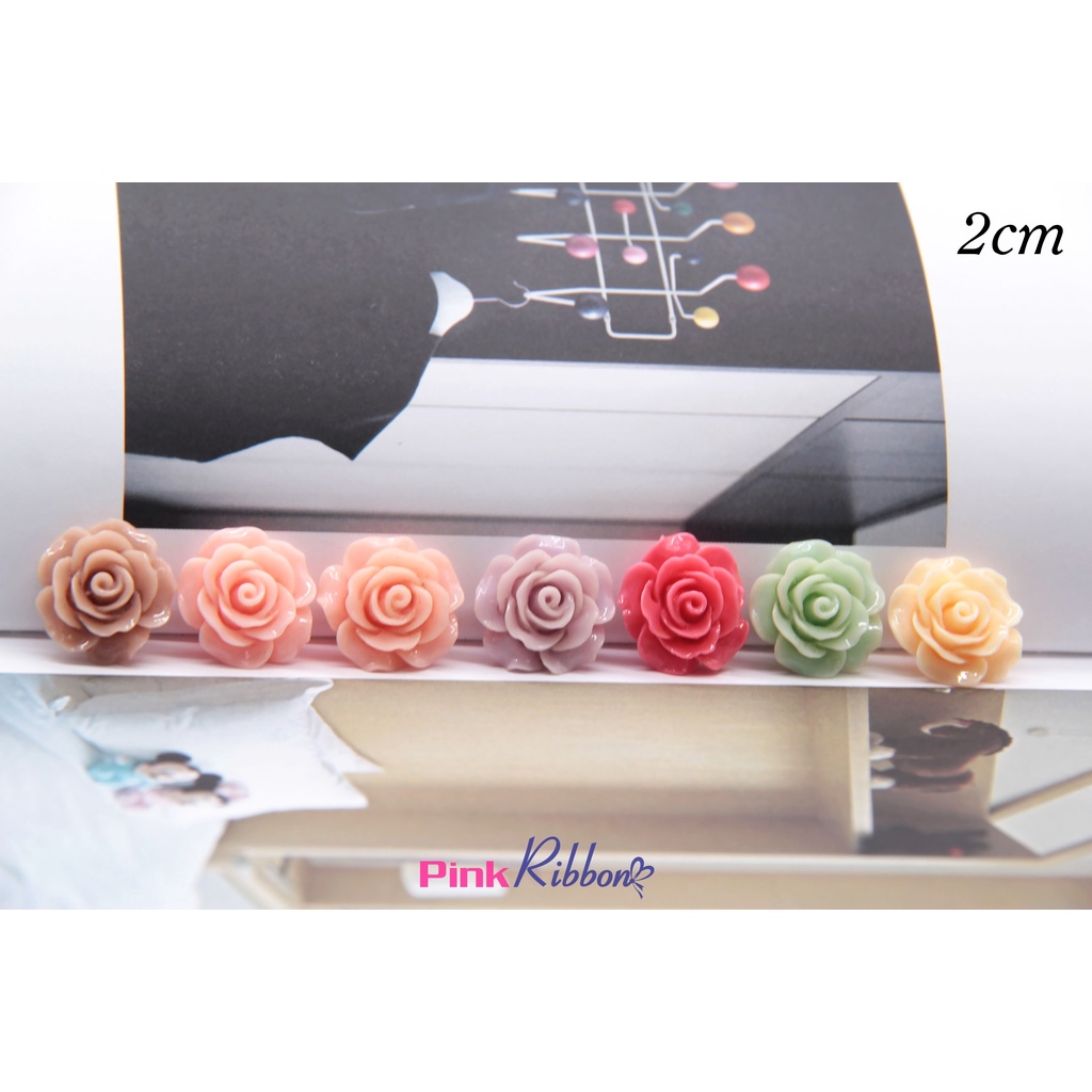 SET 5C - Hoa hồng nhựa nhiều màu cỡ 2cm