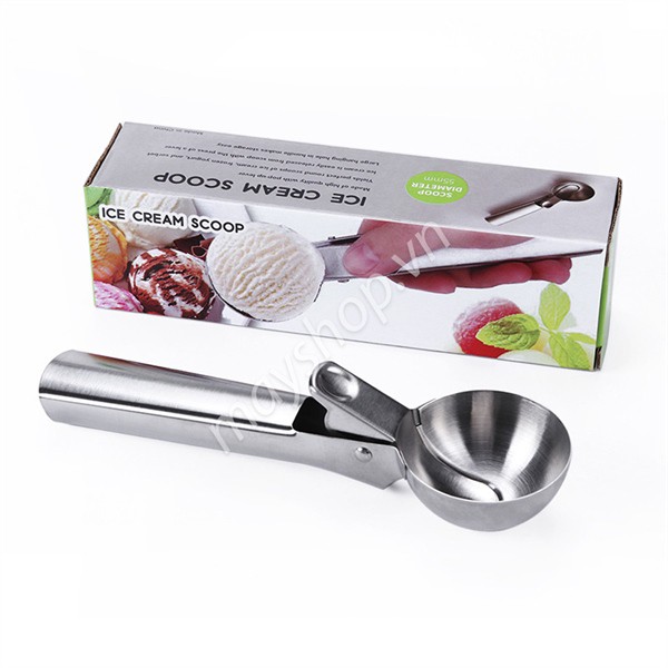 Múc Kem inox kiểu bấm (18x3x5cm)