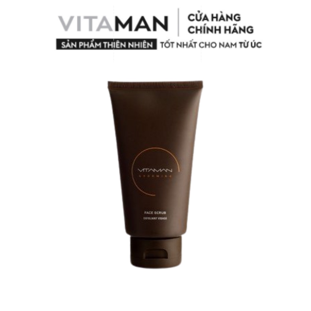 Combo Kem Làm Sạch Tế Bào Chết Mặt Nam Vitaman Grooming Face Scrub 100ml+Kem Dưỡng Ẩm Da Mặt Nam Grooming Face Moisturis