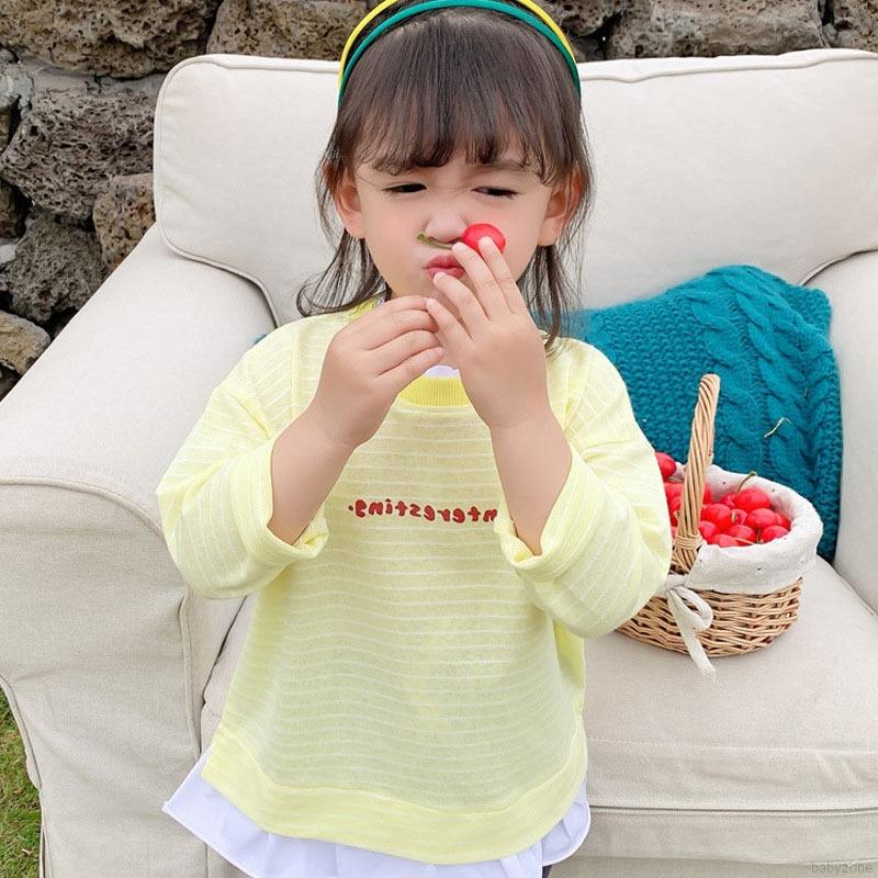 Áo Sweater Giả Hai Lớp Tay Dài In Họa Tiết Xinh Xắn Cho Bé Gái