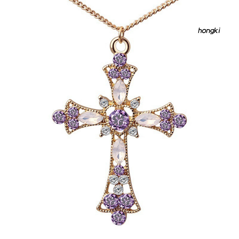 Set Vòng cổ Và Đôi Khuyên Tai Hình Thánh Giá Đính Đá Nhân Tạo Thời Trang Dành Cho Nữ