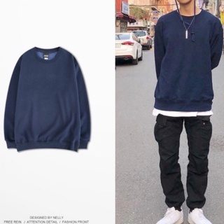 Áo nỉ sweater trơn xanh đen than chất đẹp cho nam nữ