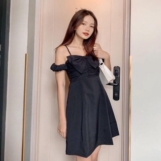 Đầm thiếu kế WONDER HOUSE trễ vai nhún thân dáng A dạo phố, dự tiệc chất liệu cotton gân sang chảnh - Muse Dress