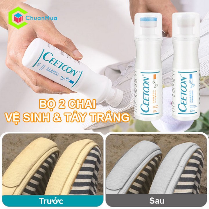 Bộ 2 Chai Gel Tạo Bọt Vệ Sinh Và Tẩy Trắng Đế Giày Đa Năng 120ml ( Repaint Giày ) - Sneaker Cleaning