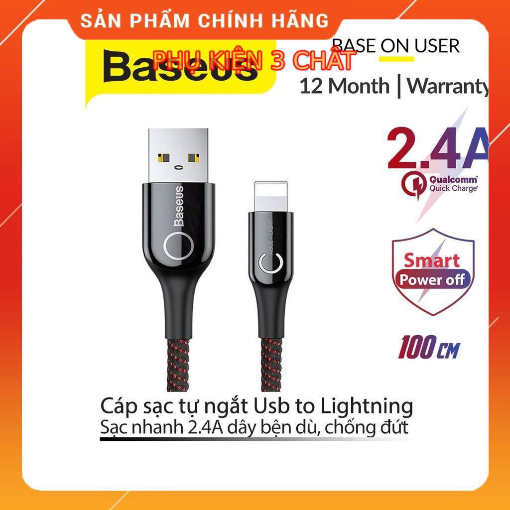 Cáp sạc nhanh tự ngắt Baseus chính hãng - Lightning dây bện dù - Siêu Bền - Chống Gãy