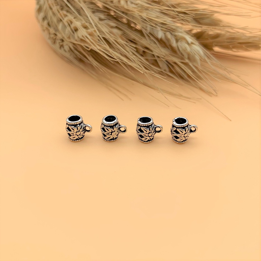 Charm móc treo dạng ống vừa - Charm Bạc 925 - Mã CA038