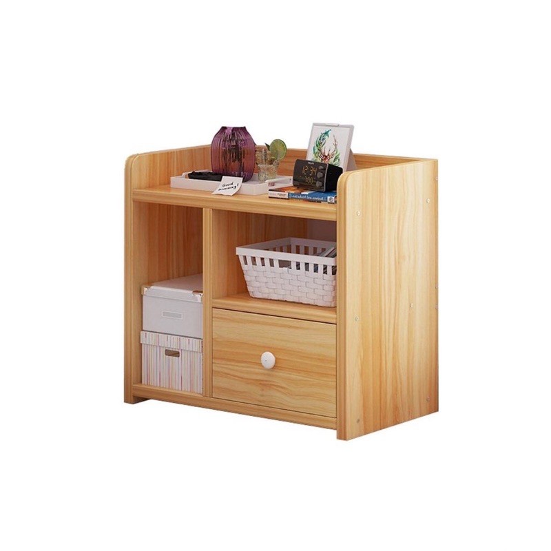 Tủ Đầu Giường Vuông Ngăn Kéo Màu Gỗ 40 x 26 x 32.5cm