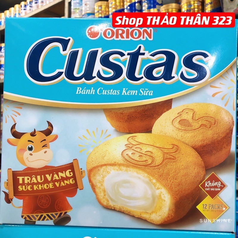 Bánh Custas Orion Nhân Kem Sữa 12 Gói