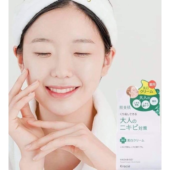 Kem Dưỡng Ngừa Mụn Kracie Nhật Bản Hadabisei Facial Cream 50g Dưỡng Trắng Da Dành Cho Da Dầu Mụn