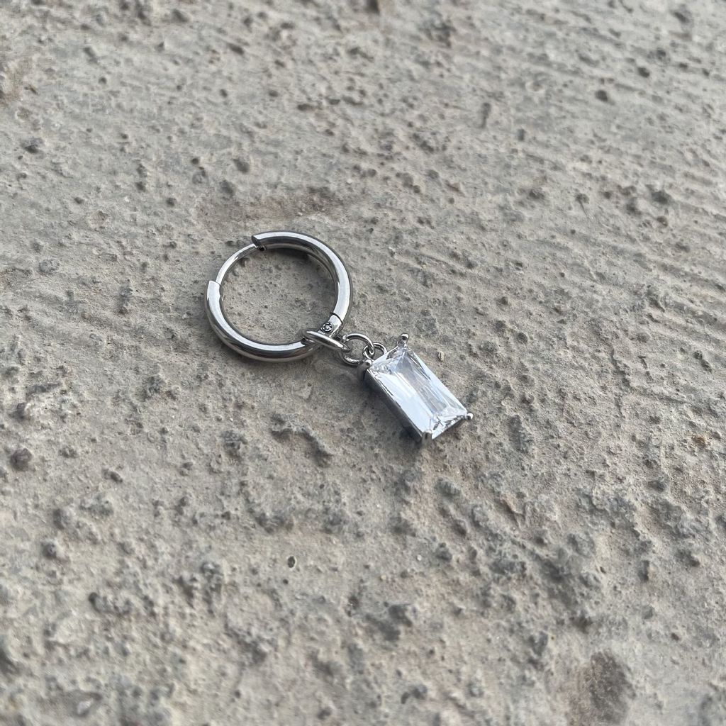 Bông tai hình thánh giá đính đá zircon phong cách hip hop cá tính cho nam và nữ