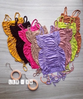 Đầm body 2 dây rút