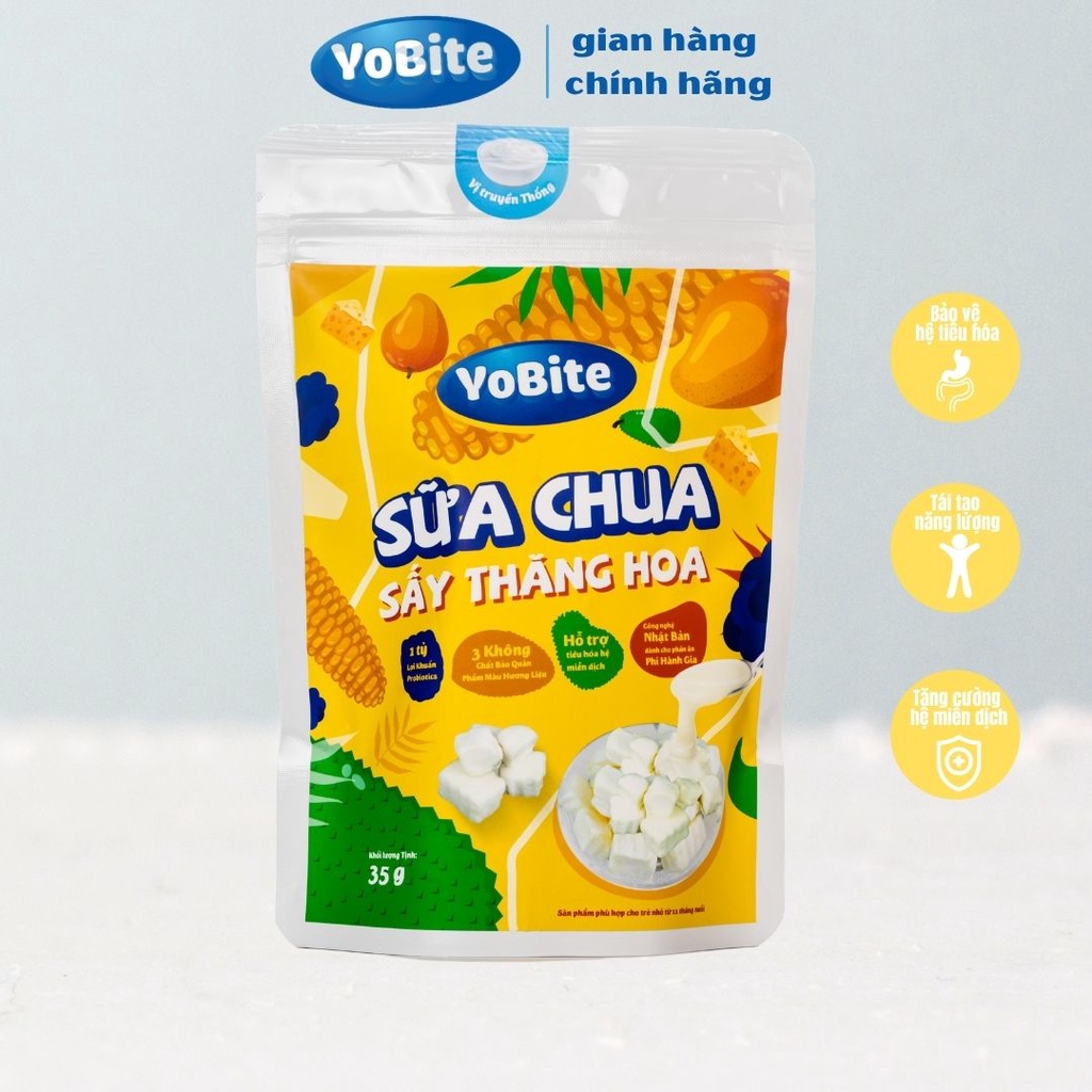 Sữa chua sấy thăng hoa Yobite -Vị truyền thống 35gr-sữa chua khô Hỗ trợ tiêu hóa tăng sức đề kháng