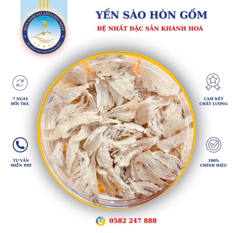 [Hộp 50/100g] Chân Yến Sào Khánh Hoà Thô Cao Cấp - Yến Sào Hòn Gốm Chính Hiệu Khánh Hoà - H G SALANGANES NEST