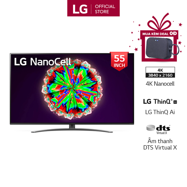 [Mã ELLGAPR giảm 6% đơn 300K] Smart Tivi NanoCell LG 4K 55 inch 55NANO81TNA - Model 2020 - Miễn phí lắp đặt